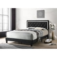 thumbnail image 2 of Black Velvet Upholstered Panel Bed with Faux Crystal in Full, 2 of 3