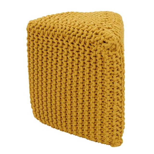 SARO PU860.Y Pouf de Sol Triangle avec Design en Corde Torsadée - Jaune