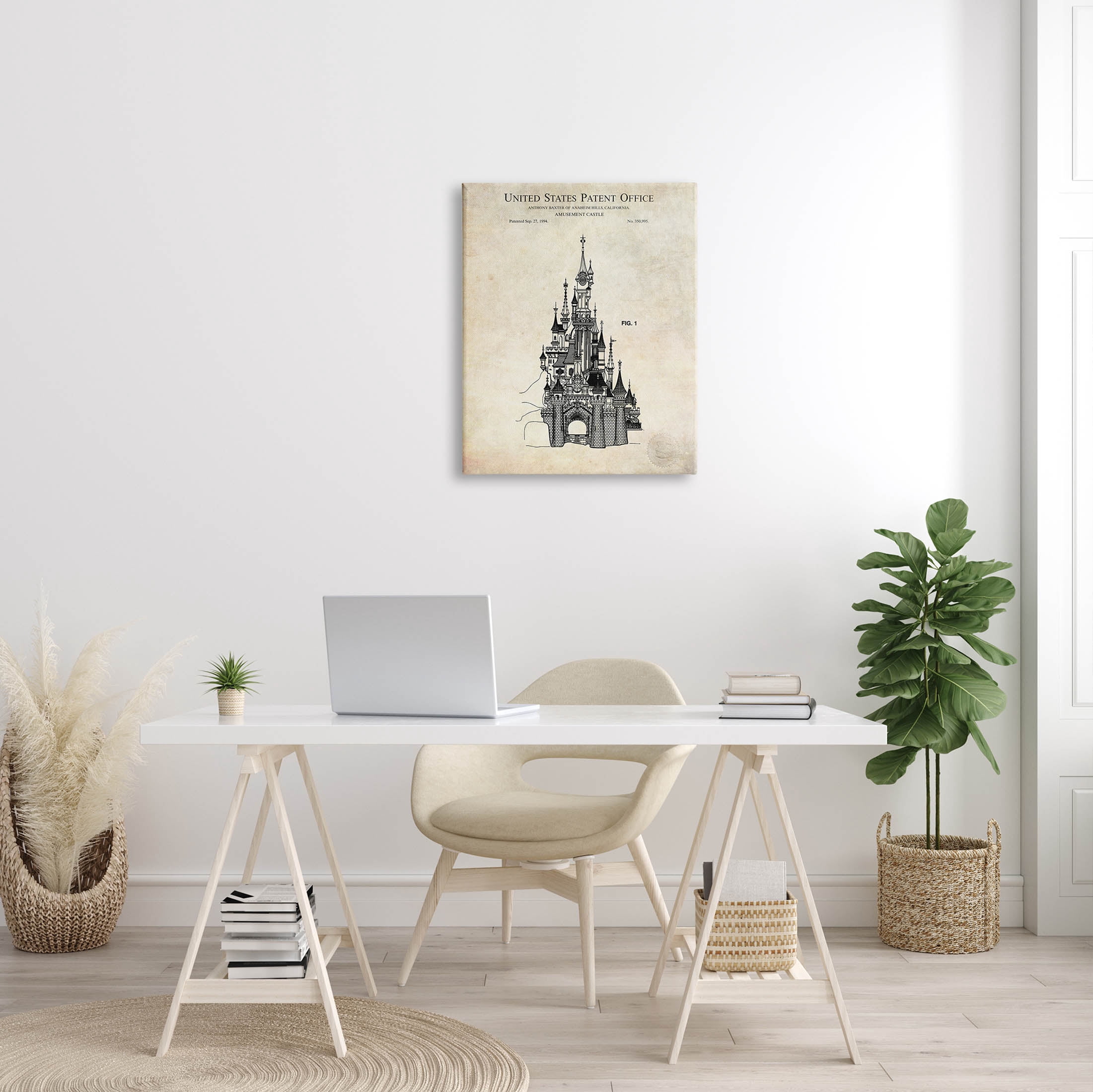 Stupell Industries Fantasy Castle Vintage Diagram Graphic Art Gallery Wrapped Canvas Print Wall Art, Design by Karl Hronek