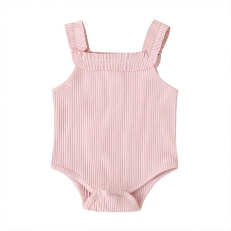 

Leutsin Newborn Baby Boys And Girls Summer Summer Solid Color Sleeveless Romper
