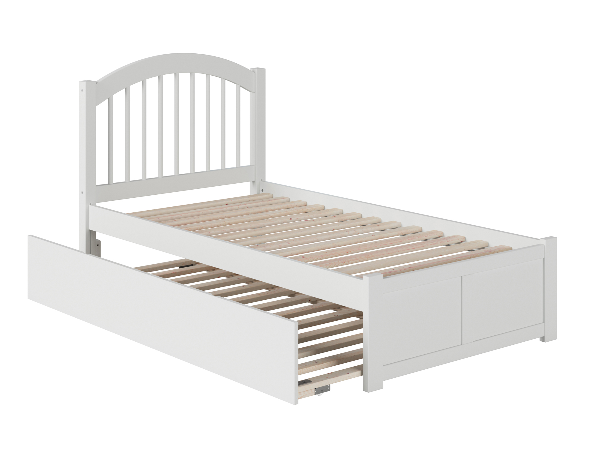 Windsor Twin Extra Long Bed with Footboard and Twin Extra Long Trundle in White - image 2 of 4