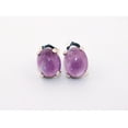thumbnail image 4 of Natural 9x7mm Oval Cabochon Amethyst Sterling Silver Earrings N97OCASSE3, 4 of 7