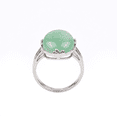 thumbnail image 3 of Bling Jewelry Womens Fleur-de-Lis Setting Green Jade Oval Statement Ring .925 Sterling Silver, 3 of 4