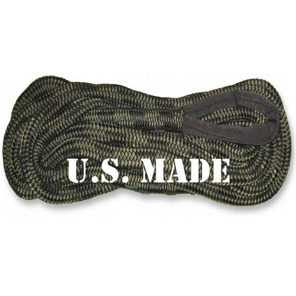 U.S. made 5/8 inch X 20 ft MILITARY OD GREEN Safe-T-Line® Kinetic SNATCH ROPE - UTV/ATV VEHICLE RECOVERY