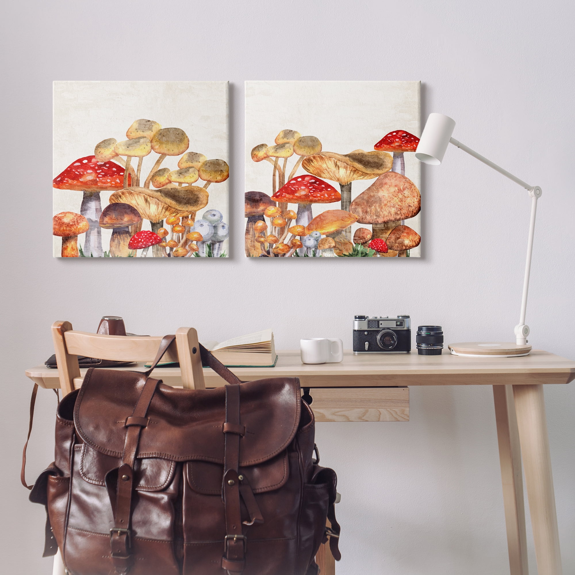 Stupell Industries Various Cottage Mushrooms Botanical & Floral Painting Gallery Wrapped Canvas Print Wall Art, 24 x 24, Set of 2