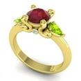 thumbnail image 3 of 2.50 Carat Round Cut Red Ruby & Peridot Gemstone Fany Three Stone Bridal Ring for Women Solid 14K Yellow Gold Size 9 by Diamond-Capitals, 3 of 8
