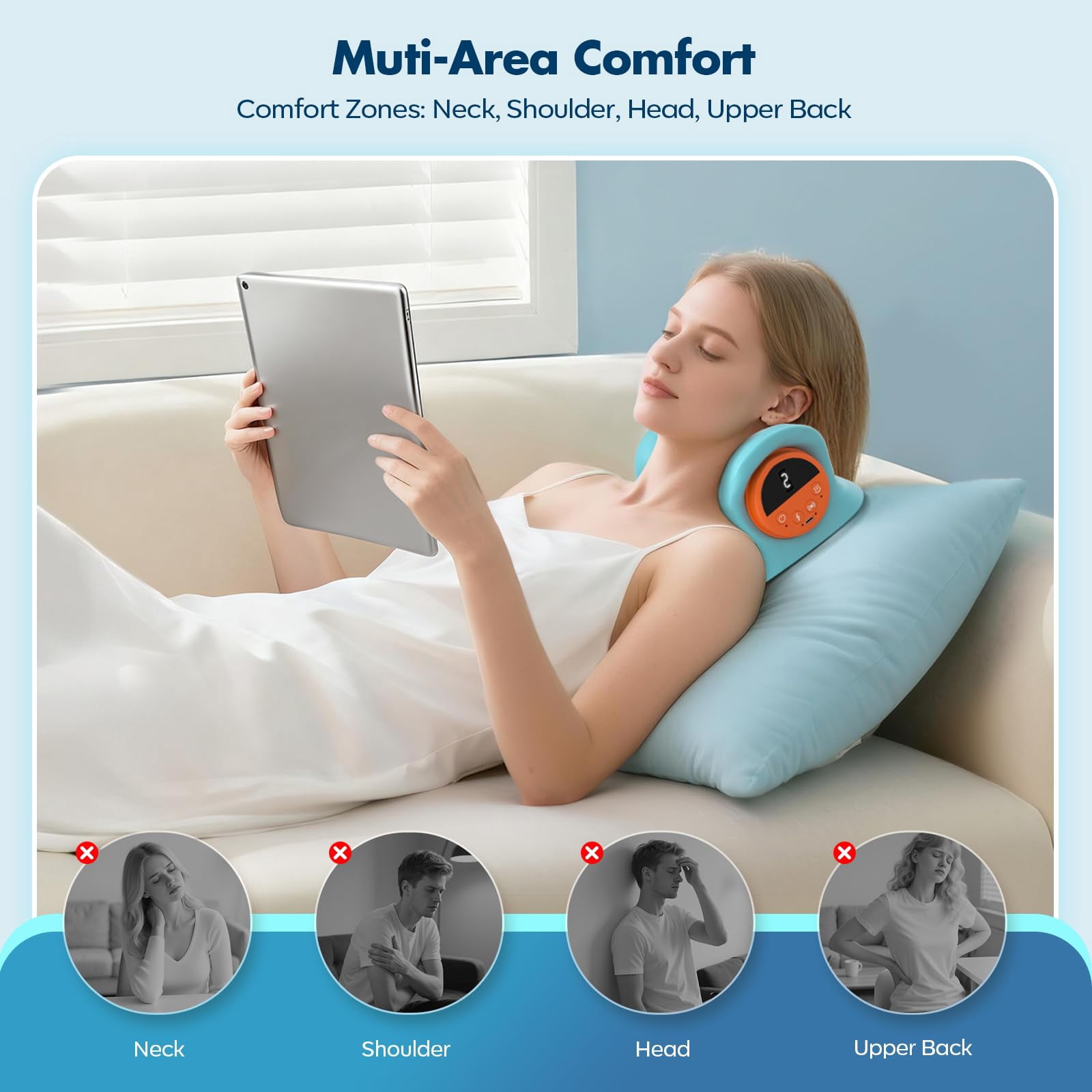 Neckline 4-in-1 Massager,Portable Neck Traction Device, Cervical with Heating & Vibration–Relieve Muscle Tension,Customizable Massage Modes with Wireless Remote Control