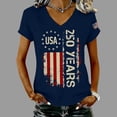 thumbnail image 2 of NMMUED Women's 250 Years Patriotic Shirts 4th of July Tops V Neck Vintage American Flag Graphic Tees Independence Day Summer Casual Short Sleeve T-shirts Holiday Outfits Navy M, 2 of 9