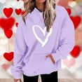 thumbnail image 2 of Penkiiy Chandail à Capuche Imprimé de la Saint-Valentin pour Femmes à Col Rond, Manches Longues, Violet, 2 of 5
