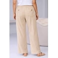 thumbnail image 2 of ellos Women's Plus Size Linen Blend Drawstring Pants - 22, New Khaki, 2 of 5