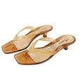 thumbnail image 6 of Women's Clear Jelly Shoes Low Kitten Heel Sandals Flip Flops Square Toe Transparent Outdoor Trendy Dressy Casual Beach Summer Vacation, 37, 6 of 9