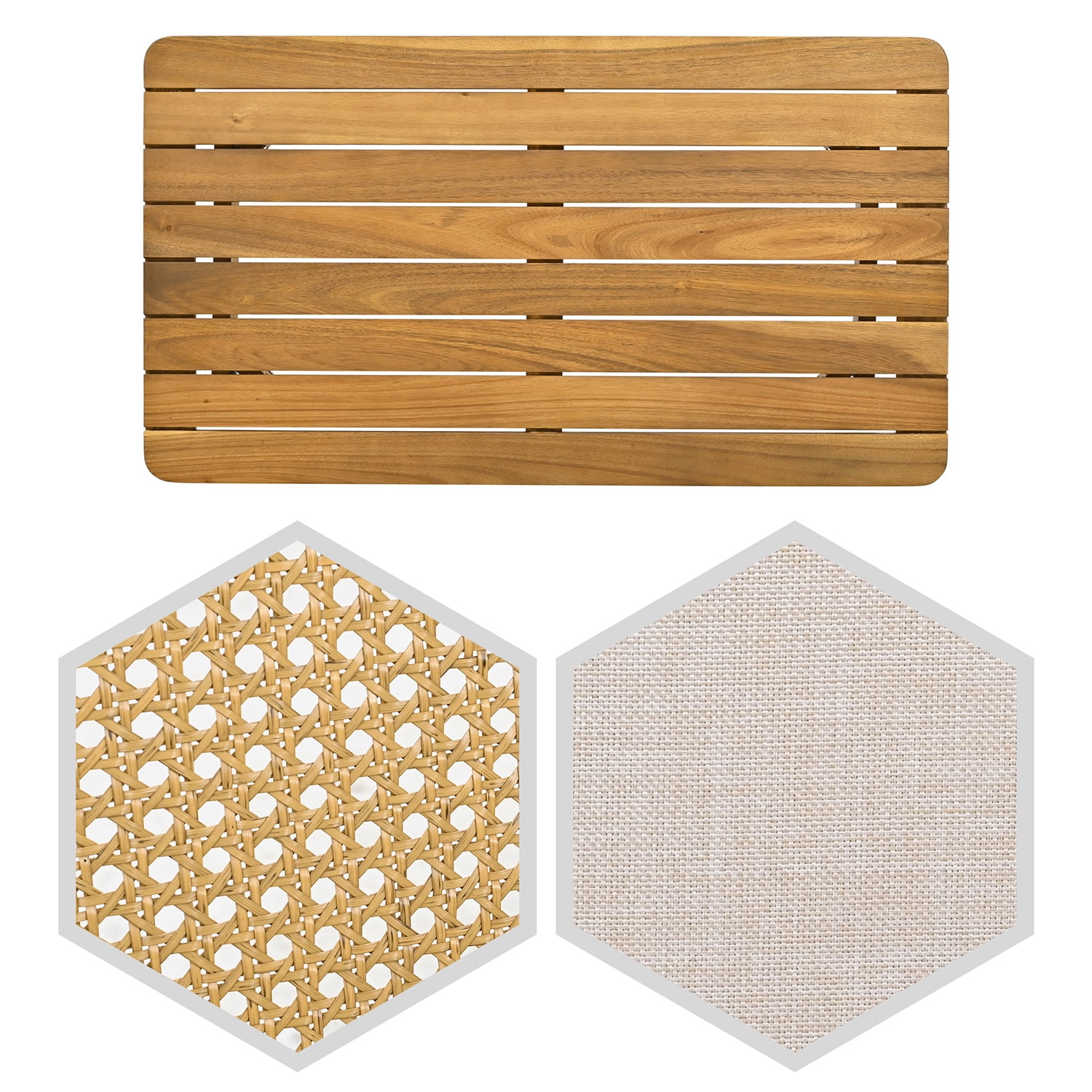 Kepooman 4 Piece Outdoor Acacia Wood Sofa Set for Garden, Outdoor Furniture Set with 2 Single Chairs, 1 Rectangular Table, Double Chair, Natural Kepooman 4 Piece Outdoor Acacia Wood Sofa Set for Garden, Outdoor Furniture Set with 2 Single Chairs, 1 Rectangular Table, Double Chair, Natural