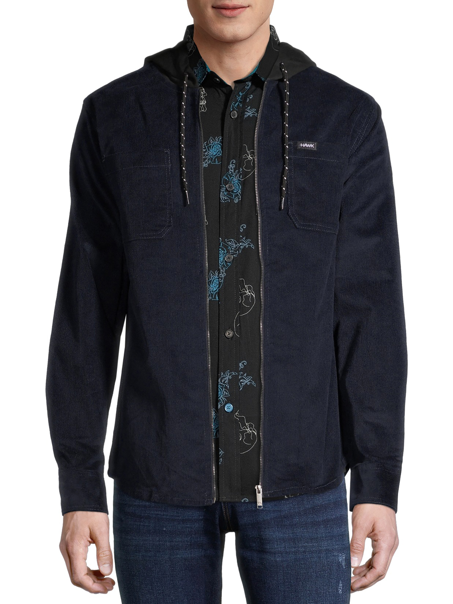 Tony Hawk Men's Corduroy Hooded Shacket 