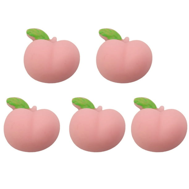 Sanwood 5Pcs Peach Toy Soft Elastic Stress-relieving Mini Peach Squeeze Toy for Home, Stress Relief Toys
