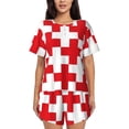 thumbnail image 1 of Fotbe Red Cross 1 Conjunto de Pijama Estampado para Mujer, 2 Piezas, Ropa de Dormir con Camiseta de Manga Corta y Shorts Suaves-4X-Large, 1 of 6