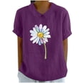 thumbnail image 2 of Blouses pour Femmes, T-Shirt Décontracté Imprimé Mode Manches Courtes Col Poupée Mignon Coton et Lin Blouse, 2 of 4