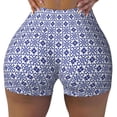 thumbnail image 2 of Fotbe Blue And White Porcelain Chinaware Shorts Sin Costuras – Shorts Deportivos de Cintura Alta para Mujer, Elásticos para Gimnasio, Yoga, Running o Ciclismo-XX-Large, 2 of 8