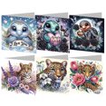 thumbnail image 1 of Tarjeta Felicitación Con Pintura Diamantes Deseos Diaria Kit Imitación 6 Piezas Gato Tigre Invierno para Regalos Fiesta Navideña, 1 of 9