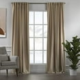 thumbnail image 2 of 3S Brother's Extra Long Room Darkening 132" Length Faux Velvet Beige Curtain Drapes - Hanging Back Tab 5-25 Feet Custom Made ( 1 Panel ) - Made in Turkey (52"Wx132"L), 2 of 5