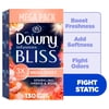 Downy Fabric Softener Dryer Sheets, Infusions Bliss Amber and Rose Scent, 130 Mega Dryer Sheets