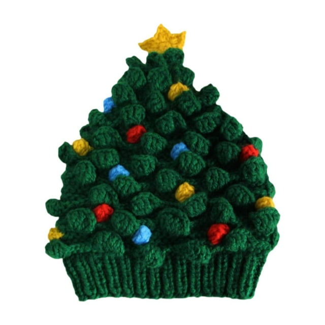 Gorro navideño de punto, gorro de Papá Noel, gorro ligero de moda, gorro de punto de ganchillo Adulto