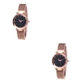 thumbnail image 4 of Methold Reloj Star Sky para mujer, correa de malla, de cuarzo analógico para novia, reloj de , regalo de vacaciones oro rosa 2Conjunto, 4 of 6