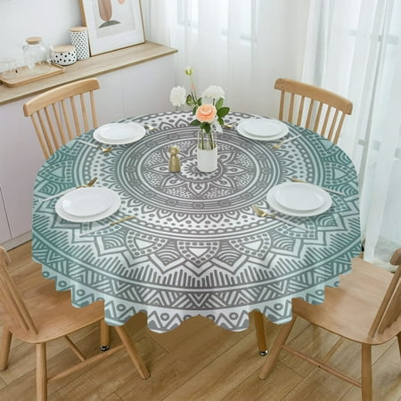 

Turquoise Mandala Bobo Bohemian Round Waterproof Tablecloth Home Decorative Table Cover Party Wedding Dining Room Table Cloth