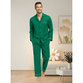 thumbnail image 5 of EA'S SECRET Mens Pajamas Set 100% Cotton Sleepwear Button Down Pajamas for Men Long Sleeve Lounge Pjs with Pockets & Fly(Green,S), 5 of 9