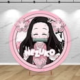 thumbnail image 5 of Fondo redondo para fiesta de Demon Slayer Kamado Nezuko, portada para niña, primer cumpleaños, pancarta de feliz cumpleaños, decoración para baby shower, 5 of 5
