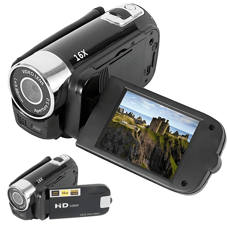 iFCOW, Digital Video Camera, Full HD 1080P 16x Zoom, Black
