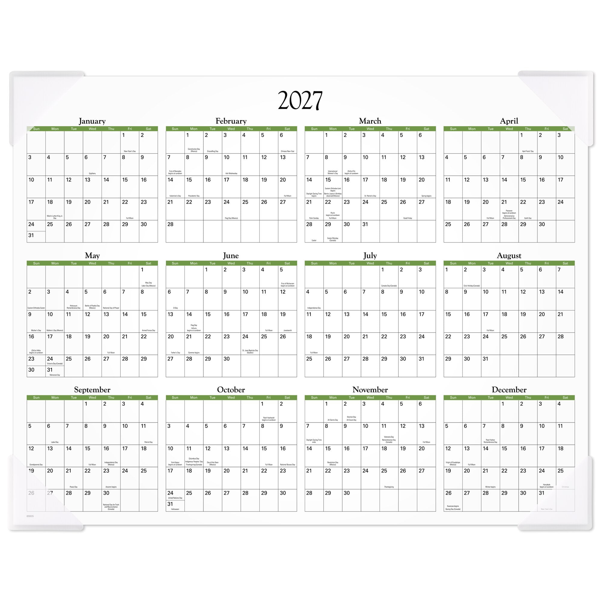 AT-A-GLANCE 2026 Panoramic Floral Monthly Desk Pad Standard 21 34 x 17 - Desk