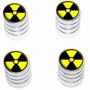 Radioactive Yellow on Black Tire Rim Wheel Aluminum Valve Stem Caps, Multiple Colors