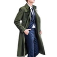 thumbnail image 4 of Mens Trench Coat Double Breasted Long Jacket Casual Windbreaker Notched Lapel Belted Overcoat Army Green XXL(XXL), 4 of 5