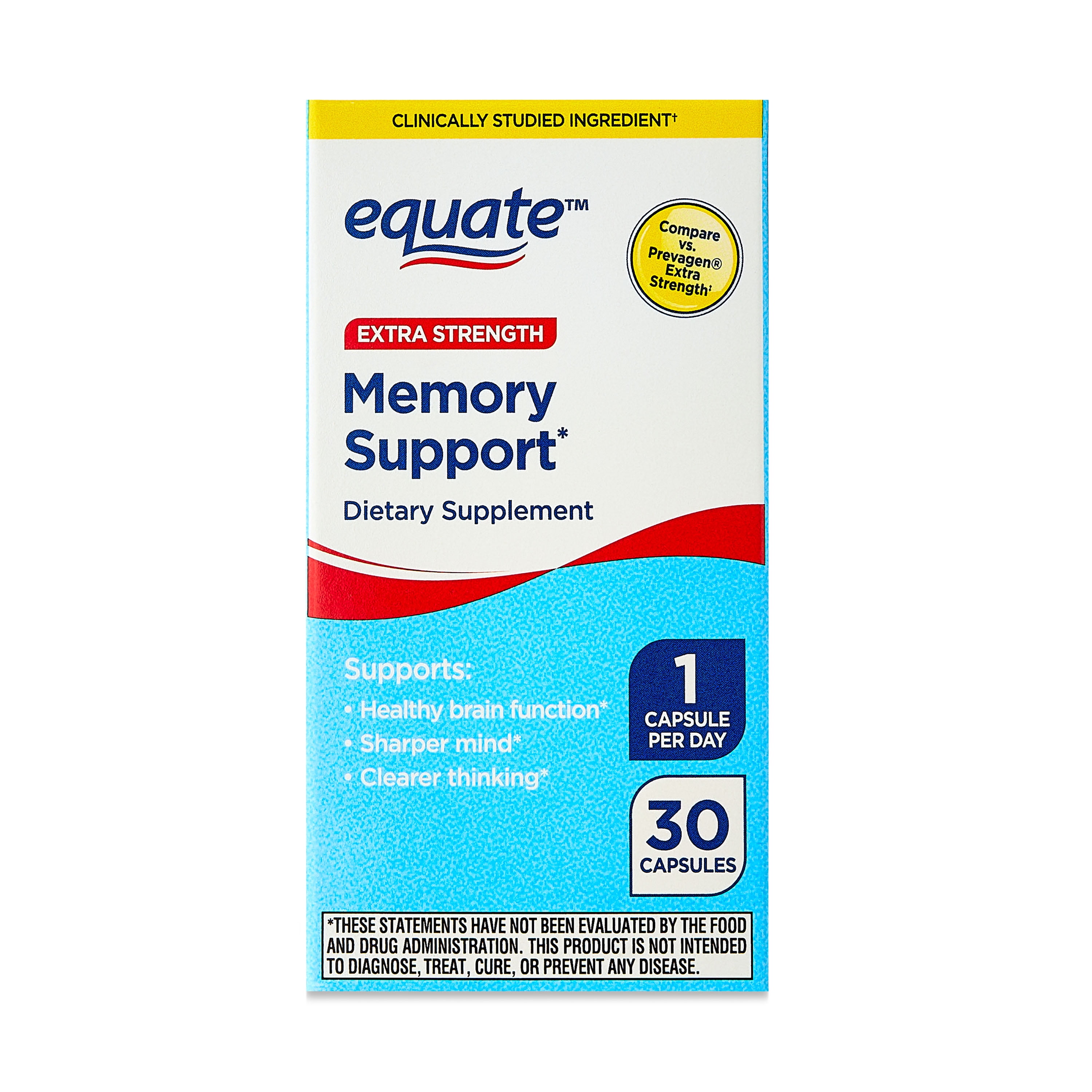 (3 pack) Equate Memory Support Extra Strength Dietary Supplement Capsules, 30 Count, Compare vs. Prevagen® Extra Strength