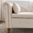 thumbnail image 3 of Beige Velvet Chaise Lounger with Storage for Bedroom & Living Room - Modern Upholstered Lounge Chair, 3 of 7