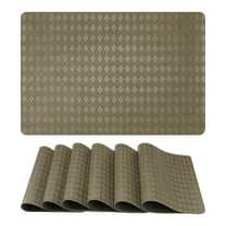Unique Bargains Set of 6 Leather Placemats for Kitchen Dining Table Olive Green