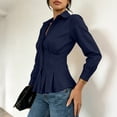 thumbnail image 5 of Hurxie Waist Tops for Women Wrap Top Fitted Button Down Shirt Wrap Top Long Sleeve Blouse Casual Outfits, 5 of 7