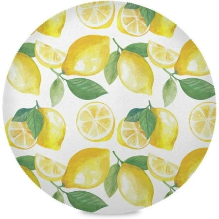 

Bestwell Lemon Round Placemats Set of 1 Non-Slip Heat Resistant Washable Table Mats for Kitchen Dining Room Party Decor