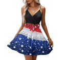 thumbnail image 2 of Women's Casual Square Neck Dress, Sleeveless Summer Sundress with Elastic Waist and Patriotic Print, Comfortable Holiday Apparel,Royal Blue M, 2 of 5