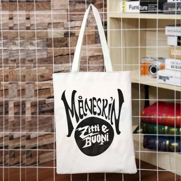 Maneskin-Bolso de mano de lona para mujer, bolsa de hombro estilo Hip Hop, gótico, Punk, Rock, gráfico coreano, Ulzzang, Harajuku