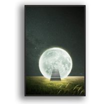 IDEA4WALL Framed Canvas Wall Art for Living Room, Bedroom Moon with Bright Canvas Prints for Modern Home Decoration Ready to Hang