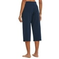 thumbnail image 4 of BALEAF Women's Capris Yoga Cotton Wide Leg Casual Summer Capri Sweatpants Loose Lounge Workout Crop Pants Pockets Navy Blue Size M, 4 of 6