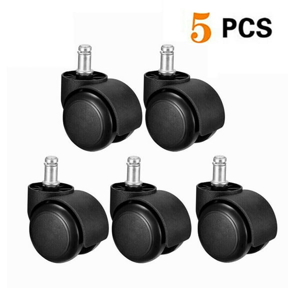 FOH Furniture 5PCS Replacement Office Rubber Chair Wheels 2 inch Universal Size Black