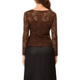 thumbnail image 3 of MODA NOVA Juniors Tie Front Ruffled Hem Floral Lace Sheer Shrug Cropped Cardigan, 3 of 5