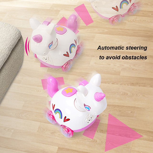 Coche de juguete de aprendizaje musical con apagado automático, jirafa/unicornio, funciona con pilas, sin BPA