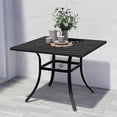 thumbnail image 3 of Evajoy Outdoor 37-Inch Steel Square Dining Table Weather-Resistant Picnic Table Embossed Woodgrain with 1.5" Market Umbrella Hole for Garden, Lawn, Backyard, 3 of 5