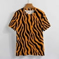 thumbnail image 3 of Animal Print Patterns Womens Tops Women's Fashion Casual Short Sleeve Flower Print Round Neck Pullover Top Blouse, 3 of 6