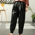 thumbnail image 3 of Birdeem Womens Solid Elastic Embroidered Cotton Hemp Capris, 3 of 6