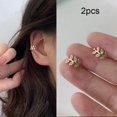 thumbnail image 1 of Pendientes de Clip de hojas de Color plateado LATS para mujeres y hombres, creativo Simple C, manguito de oreja, conjunto de Clip de oreja sin perforación, regalo de joyería de tendencia Dengxun unisex, 1 of 2