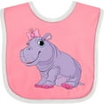 thumbnail image 3 of Inktastic Cute Purple Hippo Girls Baby Bib, 3 of 4